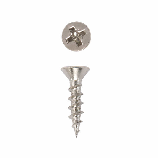 European Hinge Screws - #6 x 5/8 - Flat Head - Phillips Drive - Nickel Plated - 100 Piece